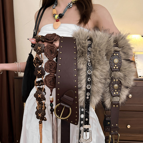 秋冬美式复古废土风腰带女