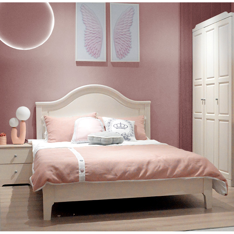 奶油风实木床1.8米公主床