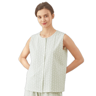 小护士开襟背心女夏薄款纯棉家居服开衫中老年人宽松大码无袖上衣