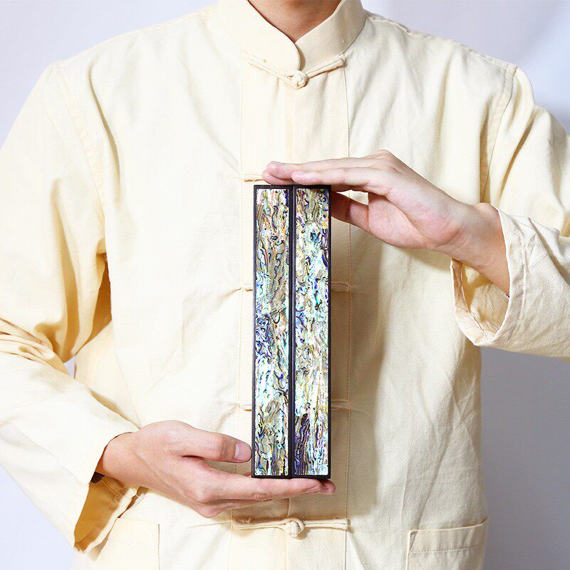 푸 비싱 국가 무형 문화 유산 상감 나전 자 예술 작품 고급 칠기 단단한 나무 서예 창의 흑단 문진 공부방 사보 문화 창의 중국 스타일 선물 고급 계층 장식품