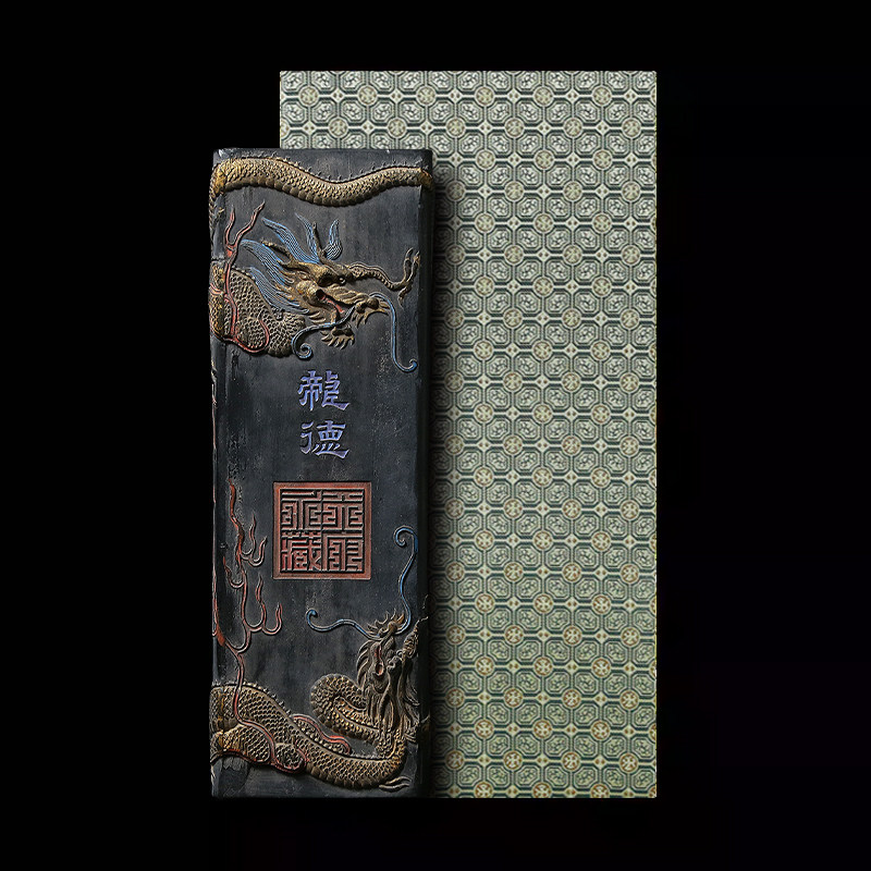 国家非遗 1986年制 清乾隆老墨版《龙德》胡开文收藏级墨块 老墨块陈墨条 高档墨锭复古书法礼品文房四宝徽墨