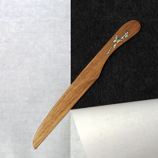 速发 国家非遗 镶嵌螺 胡桃木宣纸裁纸刀 宣纸用裁纸刀 无