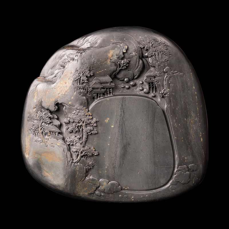 【超级孤品】国家非遗传人 方学斌作品 收藏级砚台《山水清音》龙尾石 金星眉纹歙砚台 高档砚台文房四宝