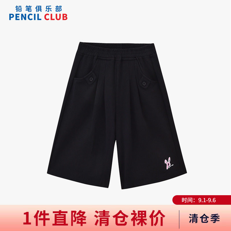 铅笔俱乐部2026夏装新款女童短裤中大童六分中裤儿童百搭阔腿裤子图片