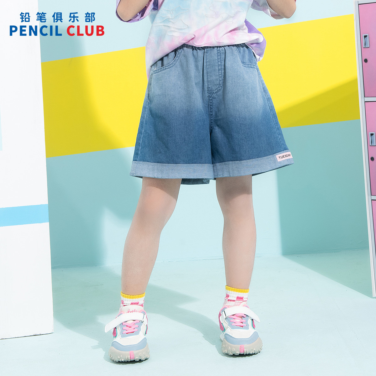 铅笔俱乐部2026年夏装新款女童短裤中大童牛仔四分裤儿童宽松裤子图片