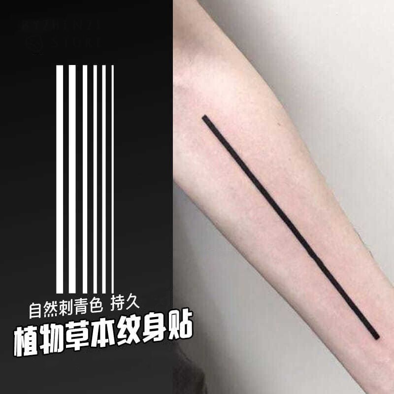 虾线纹身贴草本直线纹身贴死亡射线半臂线条防水男生命线女纹身贴