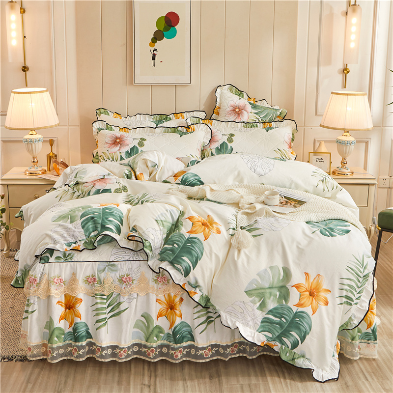 四件套全棉舒适透气加厚绗缝公主