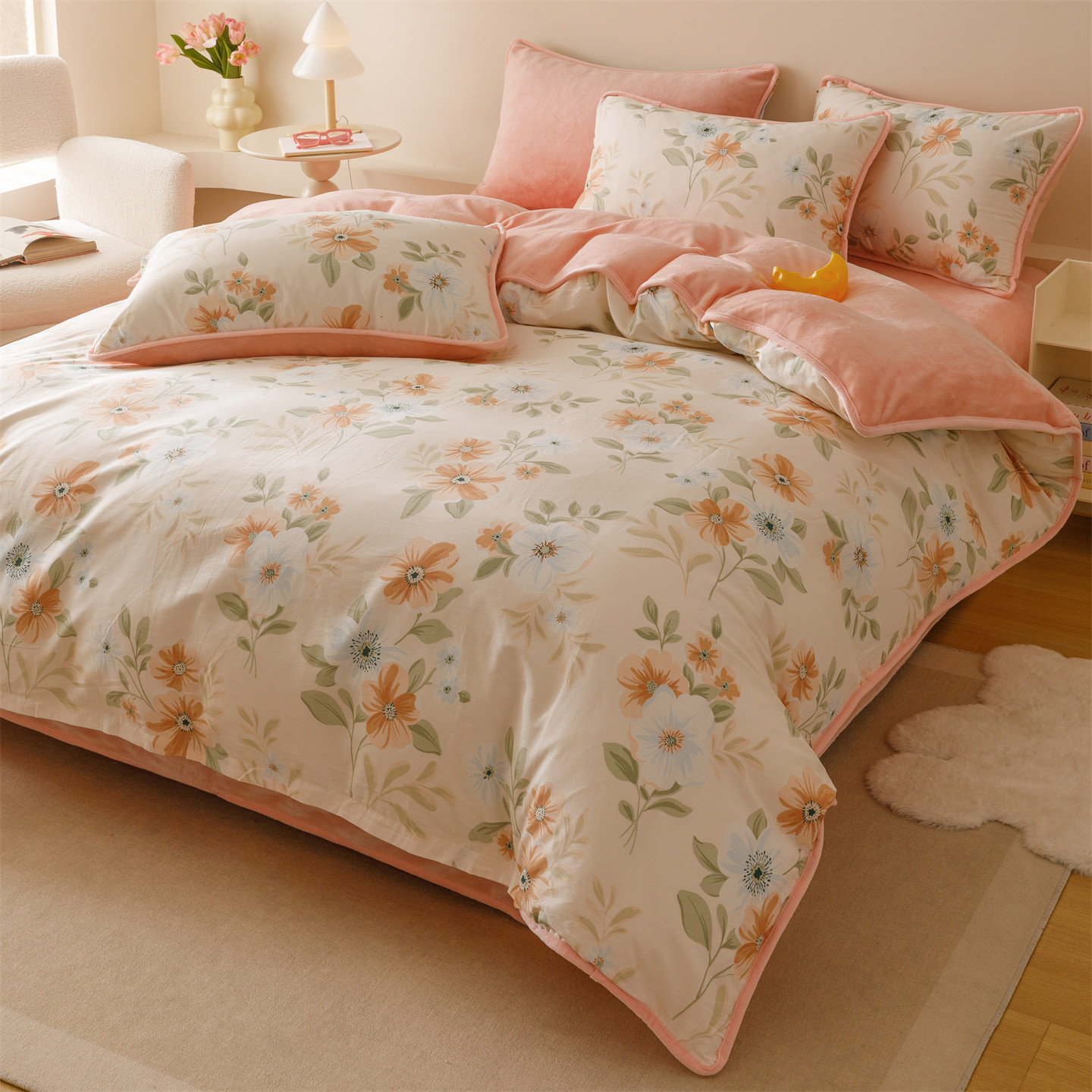 加厚保暖a棉B绒四件套公主风透气