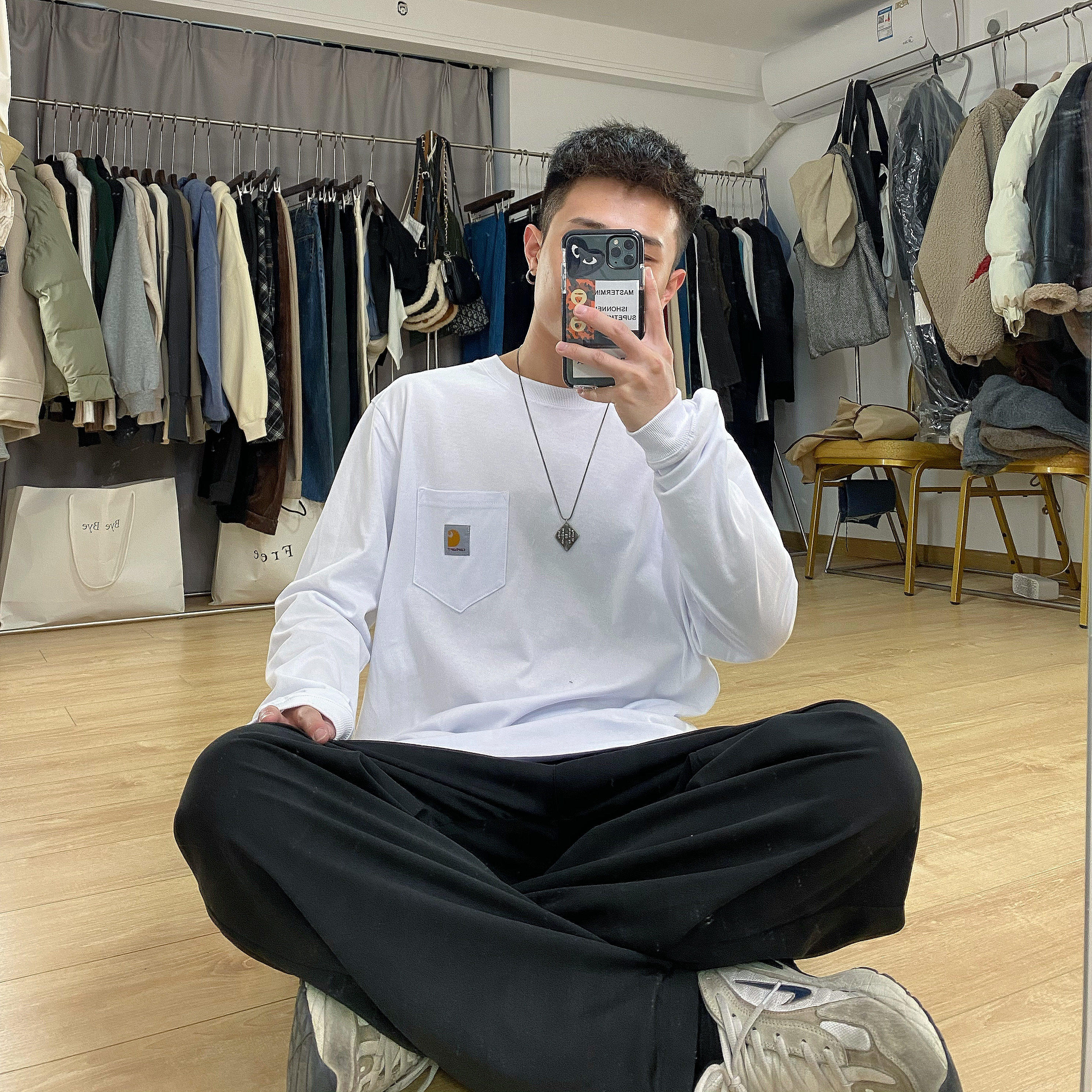 Carhartt卡哈特经典纯色口袋长袖圆领T恤宽松oversize潮牌打底衫|ruв категории Мужская одежда, футболка - от Buy2taobao.com для оказания профессиональной услуги покупки агента Taobao