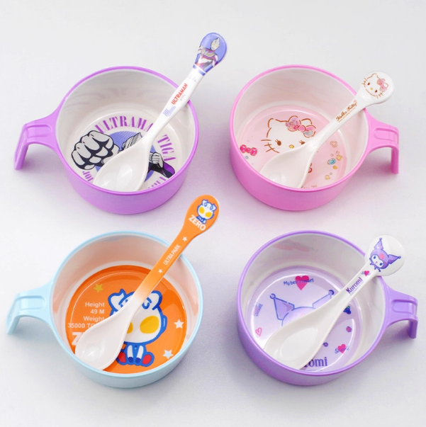 五和儿童餐具库洛米卡通正版ip单柄碗儿童辅食碗吃饭碗儿童碗勺