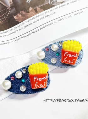 豌豆铺Peas box薯条牛仔手工宠物头饰狗狗约克夏马尔济斯西施发夹