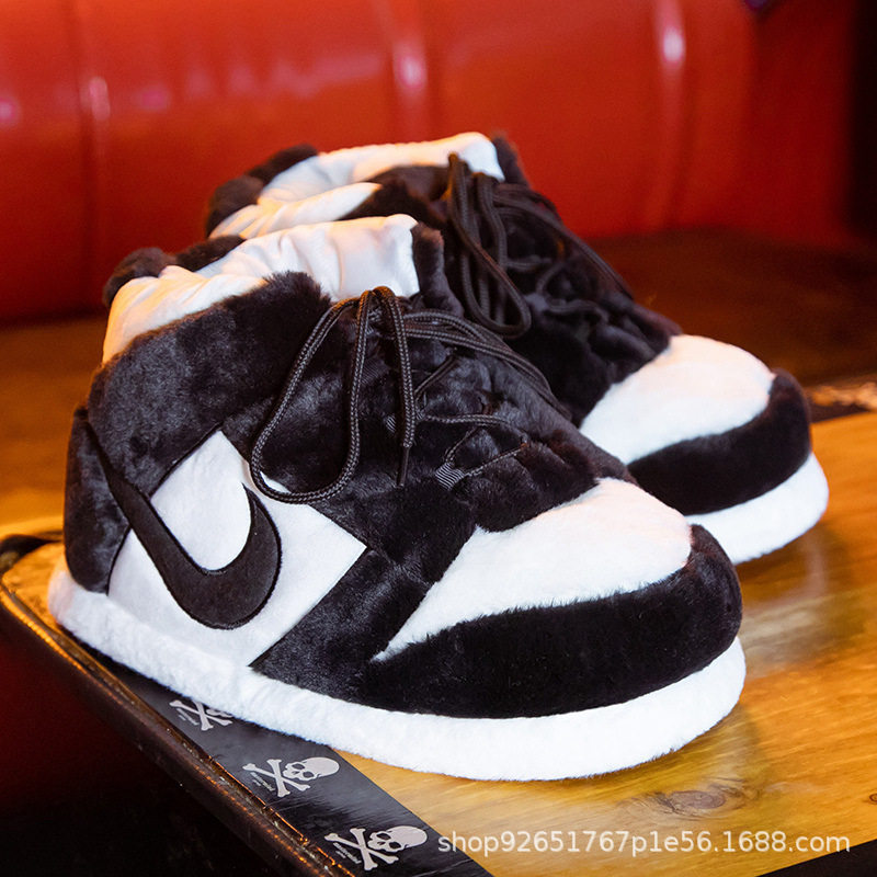 搞怪aj棉鞋胖头鞋毛毛椰子鞋室内家居防水皮底防滑情侣保暖棉拖鞋,女鞋,棉鞋,淘宝优惠券,粉丝福利购,淘宝优惠卷