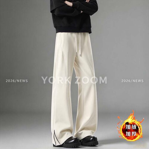 York Zoom秋季新品潮流卫裤男女微喇休闲裤cleanfit弯刀拉链裤