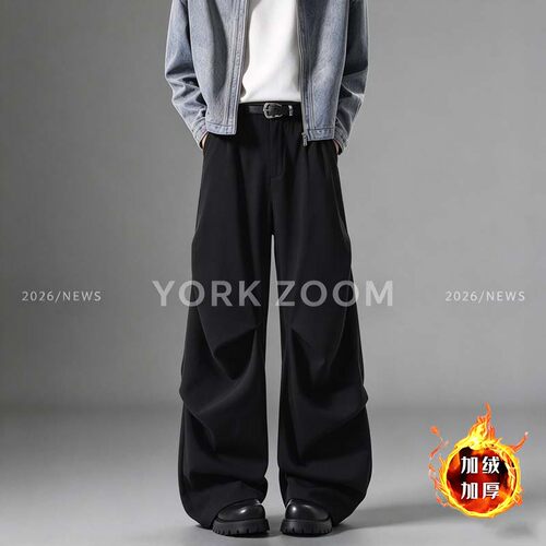 York Zoom秋季新品潮流卫裤男女微喇休闲裤cleanfit弯刀拉链裤