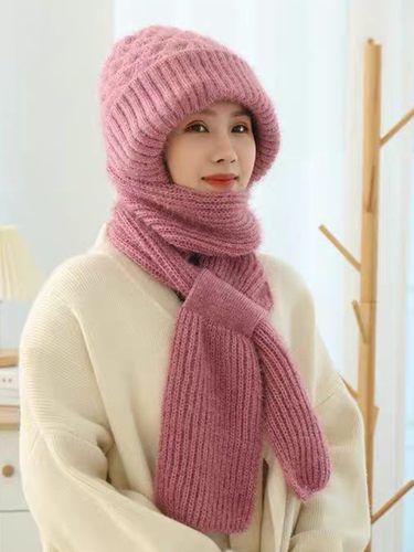 围巾帽子一体户外时髦女冬季加绒