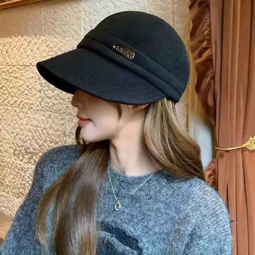 2025新款拼色鸭舌帽女秋冬防寒