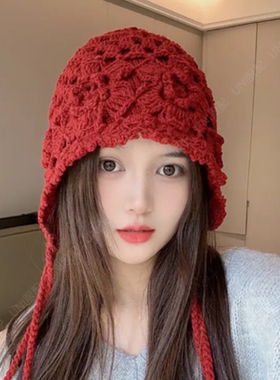甜美可爱女性四季无檐流苏毛线帽