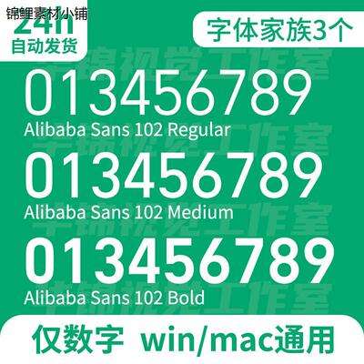 Alibaba Sans 102字体安装包 AI/PS可用Mac/Win 金额数字字体包