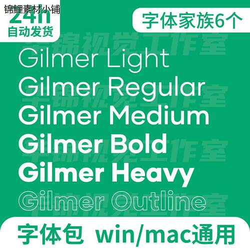Gilmer 经典英文字体家族全套安装包Regular Bold Medium Outline