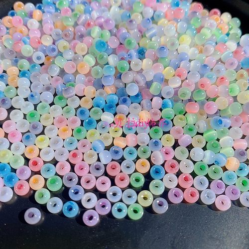 马卡龙玻璃猫眼玉石串珠手链配件