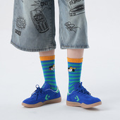 品牌原创可爱卡通能量小狗中筒袜女时尚 抽条袜子 条纹撞色情侣款