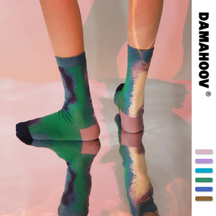 潮流棉袜高级风袜子男 个性 DAMAHOOV春夏新品 原创渐变中筒袜女时尚