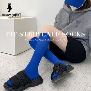 HENNY 2022春夏天鹅绒超薄坑条基础配饰小腿袜 RUE
