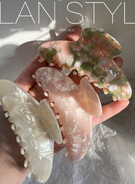 法国醋酸France小金标高质感法式优雅大号发抓夹盘发鲨 鱼夹女