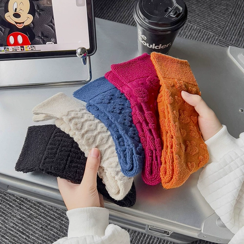 Демисезонные брендовые носки, трехмерный товар, в корейском стиле, длина миди