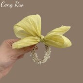 韩国高品质蝴蝶结发圈头饰百搭后脑勺扎马尾橡皮筋高弹力珍珠发绳