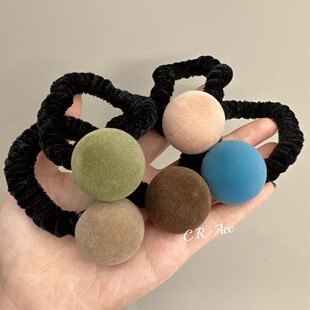 东大门同款植绒大球发绳小众百搭少女头耐用不伤发毛绒发圈橡皮筋