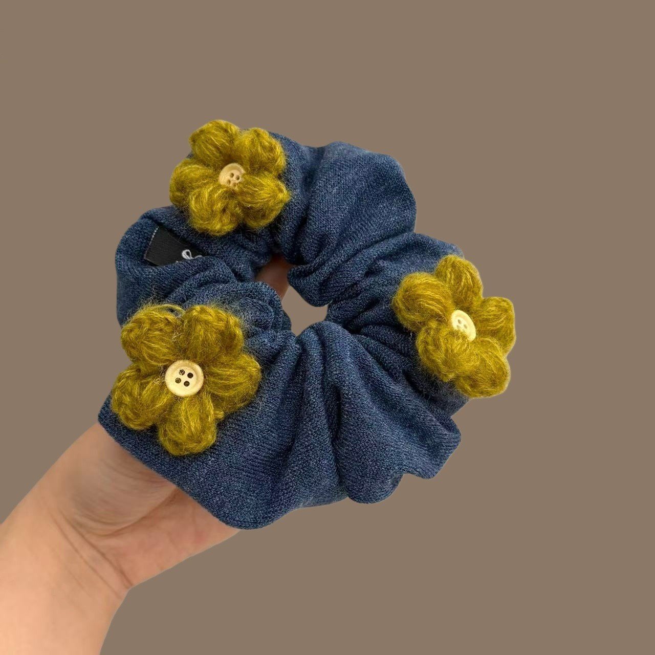 毛线花朵大肠发圈甜美可爱发绳韩系毛绒头绳新款头饰女软糯少女风