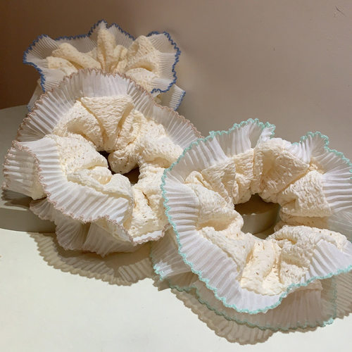 法式甜美蕾丝大肠发圈高级感