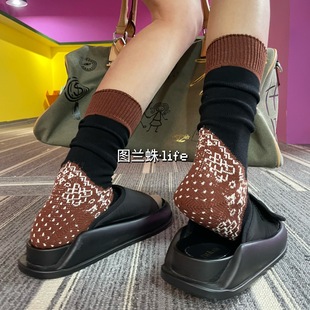 图兰蛛23秋冬新款 潮袜后跟提花洋气显瘦百搭中筒 袜子女欧货个性