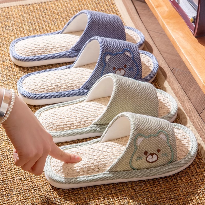 情侣棉麻拖鞋女夏季居家用春秋