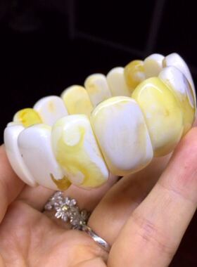 妖孽 蜜蜡 金瓷白 骨白 白蜡 多宝手串 手排 25.67克  俄料原装
