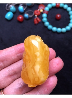 纯天然蜜蜡 鸡油红幸运猪吊坠  （诸）事通达 鸿运高照 14.19克