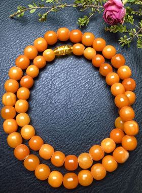 俄罗斯回流项链橘色风化纹老蜜蜡