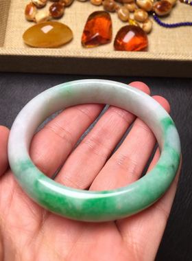 A货白底青正阳绿翡翠手镯