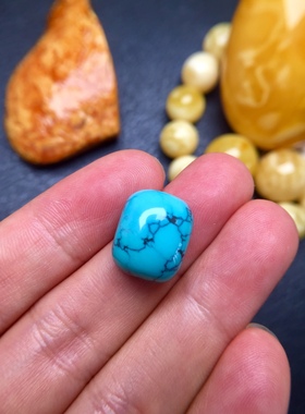 原矿水草纹绿松石男士戒面