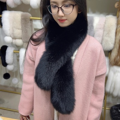 双面真毛狐狸毛围巾女