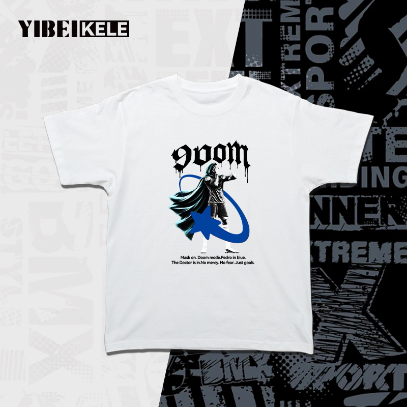 YIBEIKELE毁灭博士佩德罗9OOM 披风人像印花 T 恤 男女同款上衣