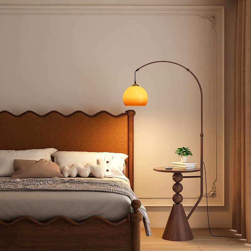 中古风柚子落地灯客厅沙发边置屋茶几一体复古卧室床头柜立式台灯,家装灯饰光源,装饰落地灯,淘宝优惠券,粉丝福利购,淘宝优惠卷