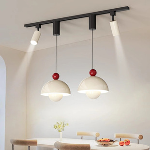 可移动轨道餐厅灯岛台法式奶油风花苞咖啡厅吧台吊灯餐桌前台灯具