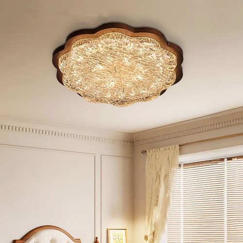 卧室灯吸顶灯中古风简约现代主卧美式复古全光谱护眼树脂餐厅灯具