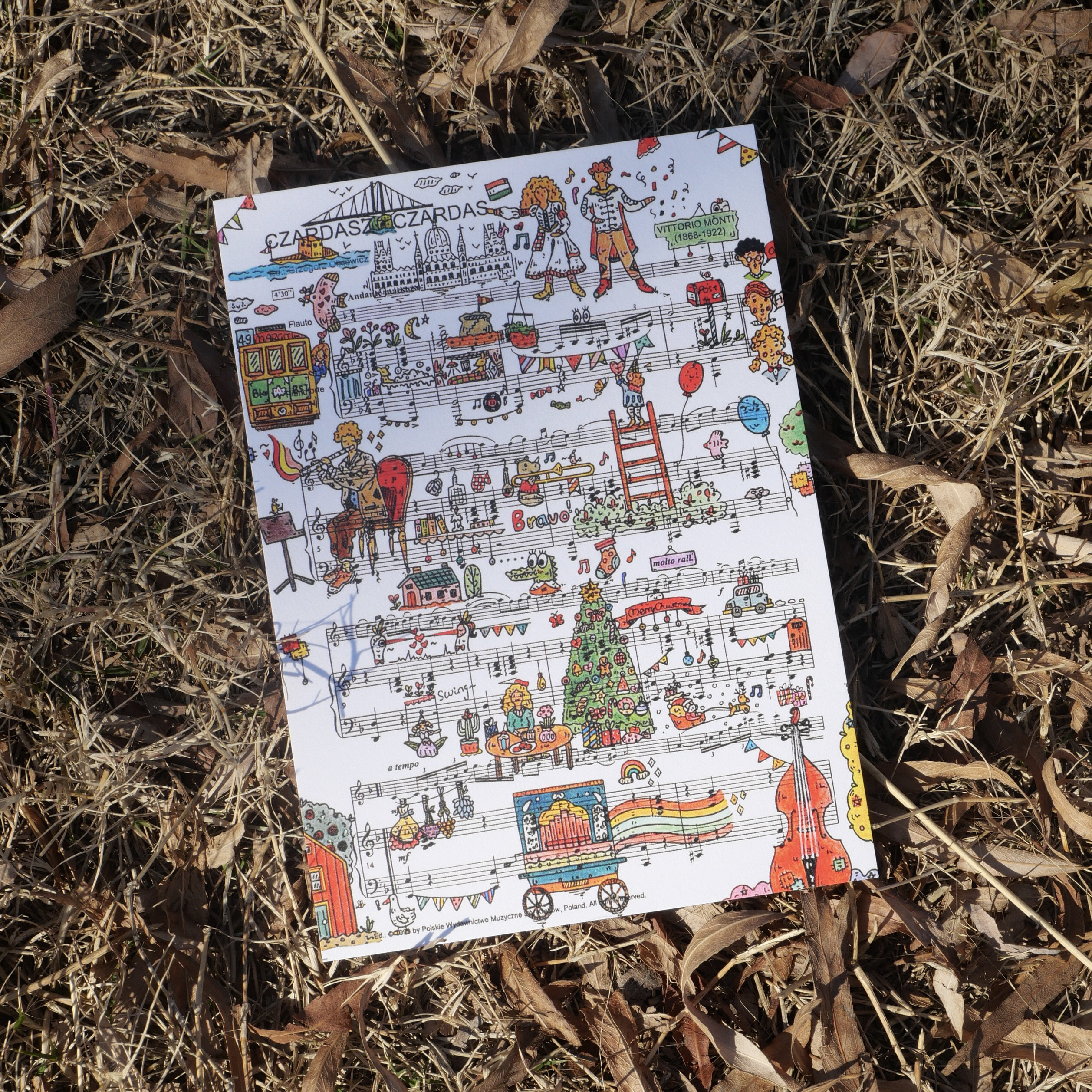 White Time 原创 插画明信片 五线谱 查尔达什舞曲 单张售