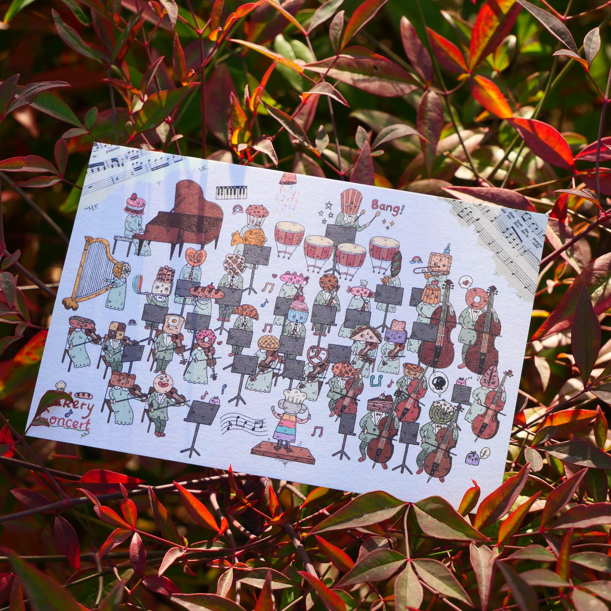 White Time 原创 插画明信片 面包房交响曲 单张售,文具电教/文化用品/商务用品,贺卡/明信片,淘宝优惠券,粉丝福利购,淘宝优惠卷