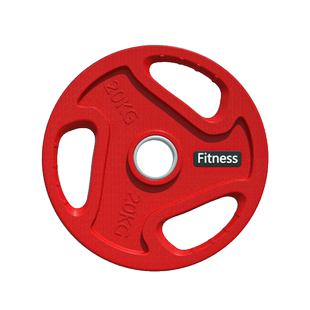 奥杆大孔哑铃片通用大重量2.5/5/10kg公斤包胶环保手抓全胶杠铃片