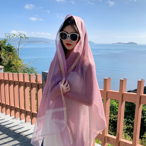 旅游度假薄款百搭丝巾防晒披肩