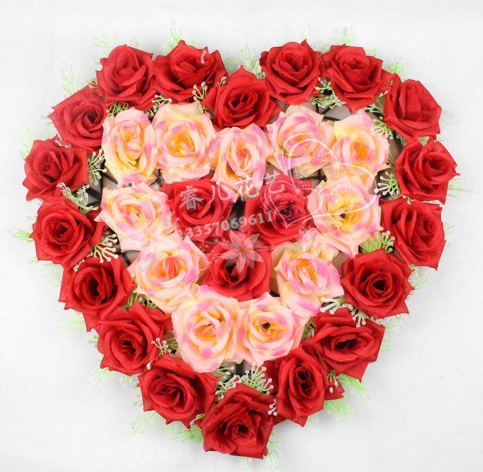 韩式心形卷边玫瑰花盘桃心花球 婚车装饰 婚庆用品 新房布置 特价